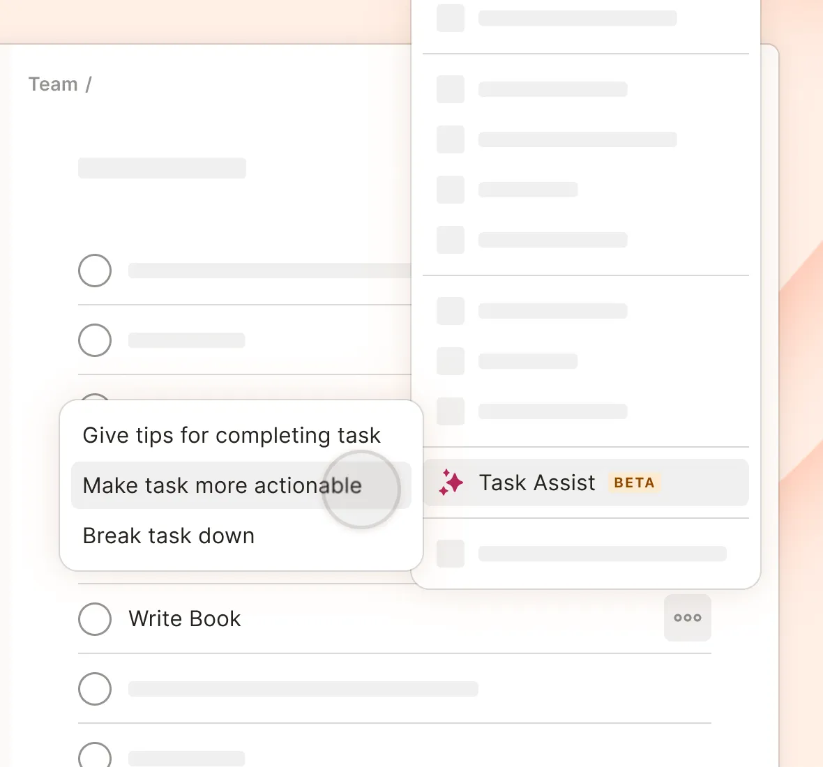 Select Task Assist from a task's context menu to get help accomplishing your tasks.